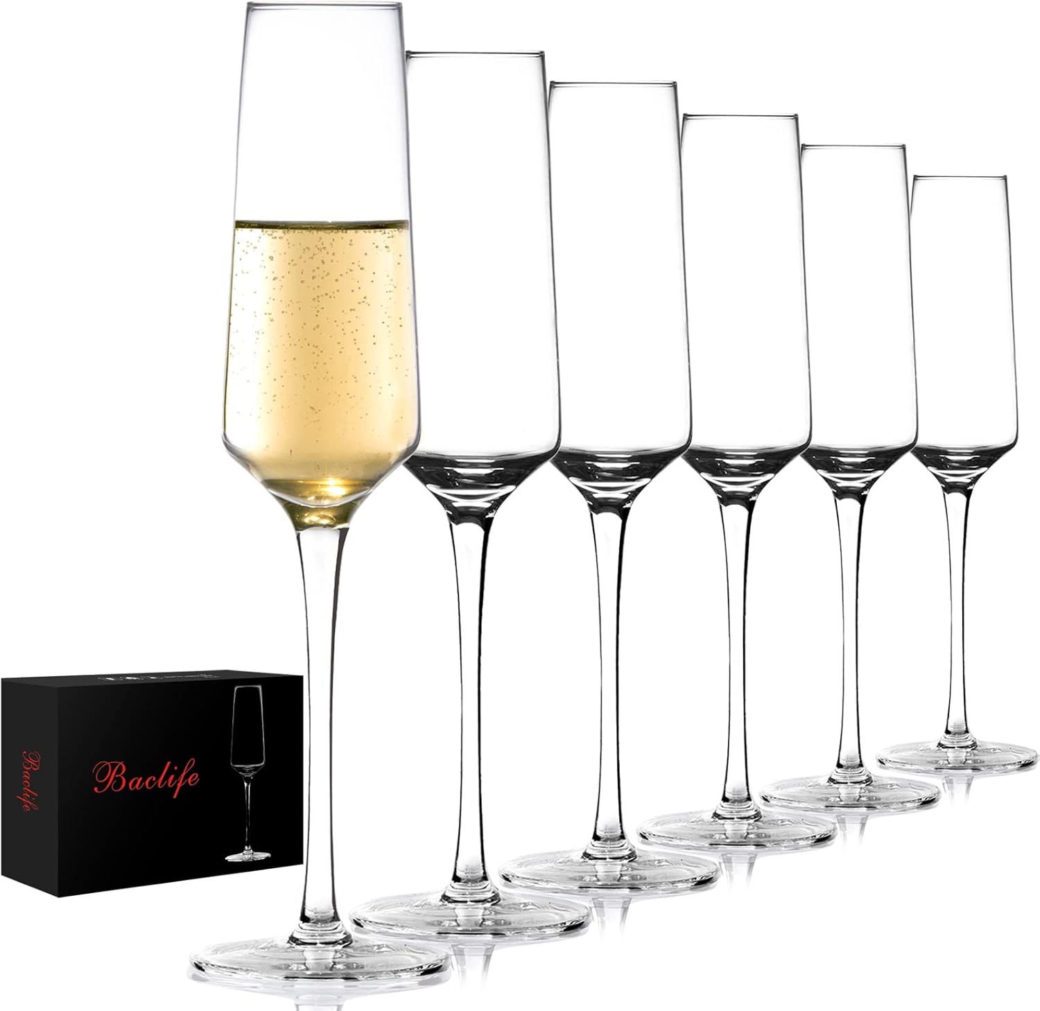 Elegant Hand Blown Champagne Flutes Set of 6 for All Occasions