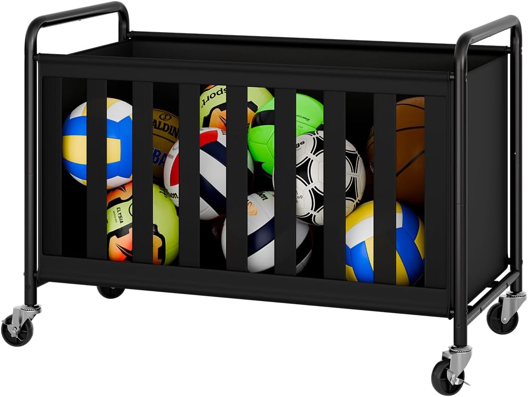 Ball Storage with Wheels for Garage Sports Equipment Organizer