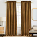 Gold Brown Velvet Curtains for Living Room - Luxury Insulated Drapes