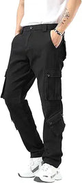 Plaid&Plain Cargo Pants for Men - Straight Fit with Extra Storage