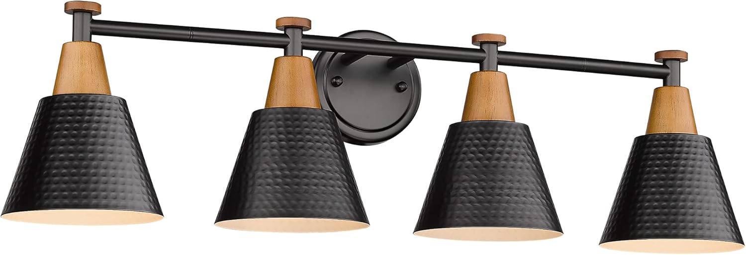 FEMILA Bathroom Vanity Light with Hammered Metal Shade Design