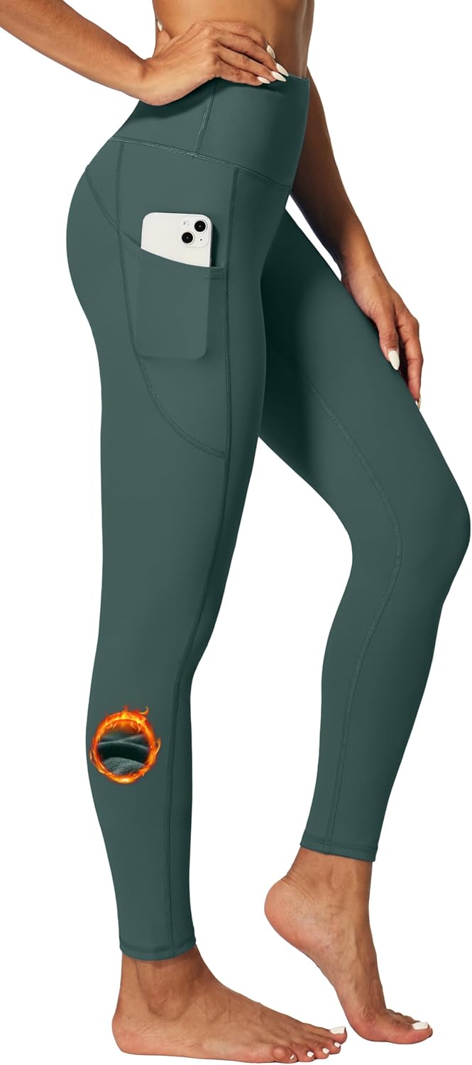 Fleece Lined Leggings for Women - Warm Thermal Tights with Pockets