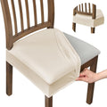 PU Leather Dining Chair Seat Covers Set of 6 - Waterproof, Stretch Fit