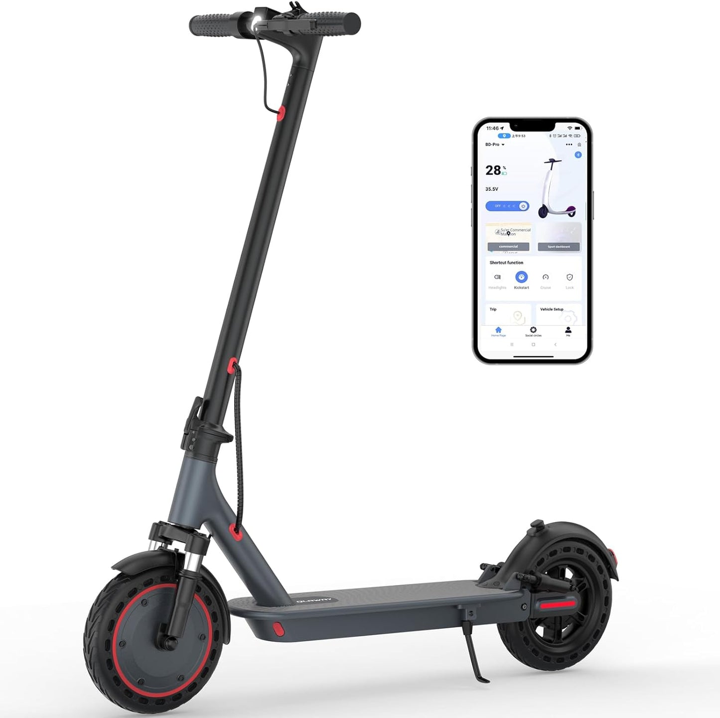 E Scooter for Adults 19-22 MPH with 350/500W Motor and Battery