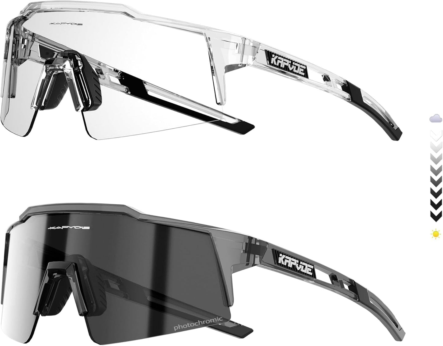 KAPVOE Photochromic Cycling Glasses for Men and Women Sports
