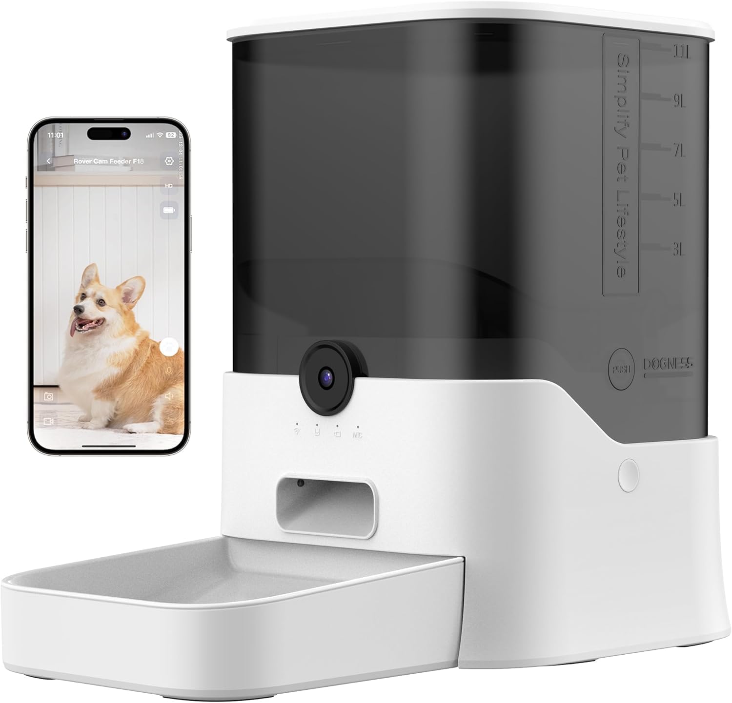 Smart 11L Dog Feeder w/ HD Camera, WiFi Control