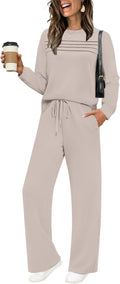 Women's 2 Piece Sweatshirt Tracksuit Set - Cozy Wide Leg Travel Outfit