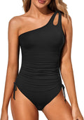 One Shoulder One Piece Swimsuit for Women - Tummy Control & Modest fit