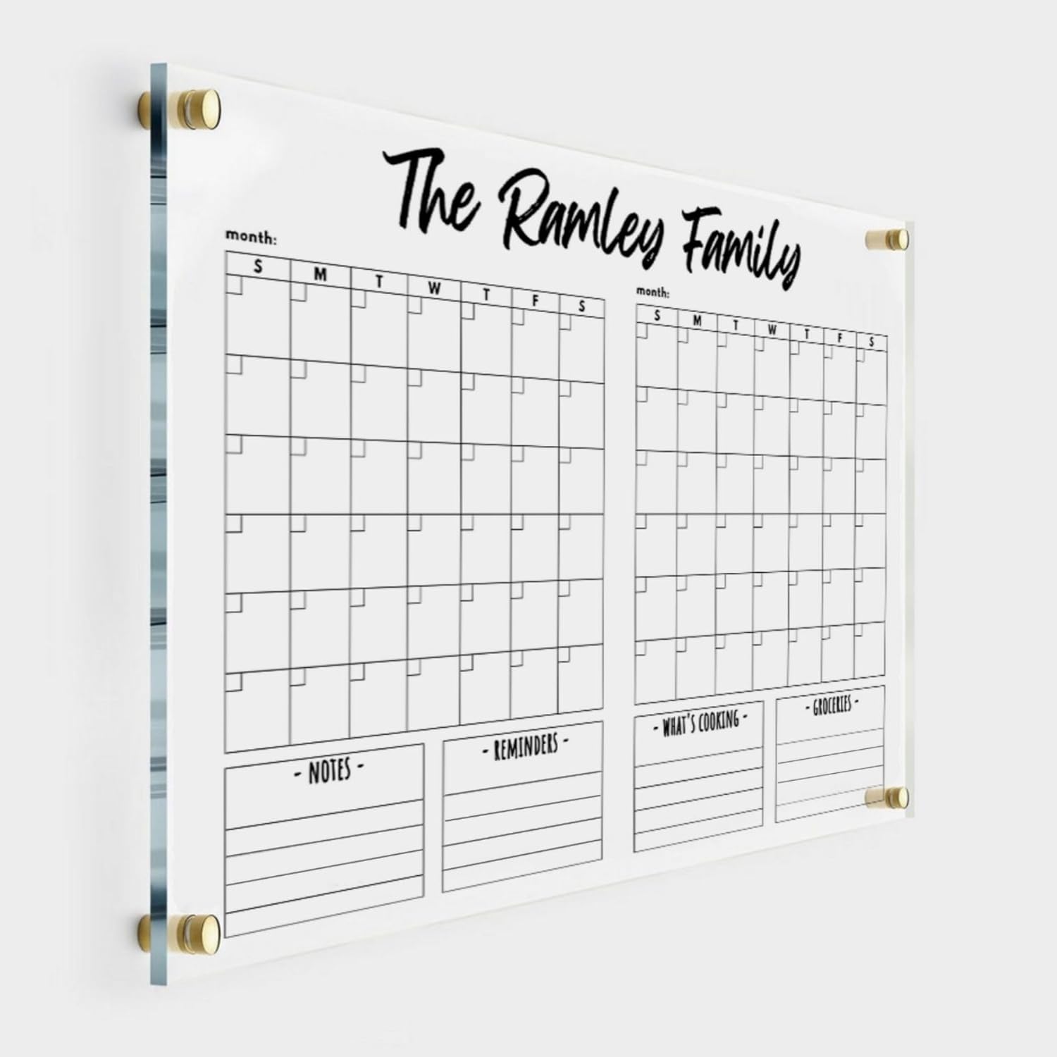 Double Month Family Calendar - Personalized 2024 Planner