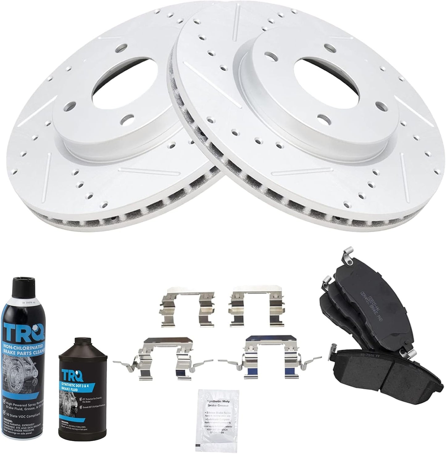 TRQ Front Performance Brake Pad & Rotor Kit for Nissan Vehicles
