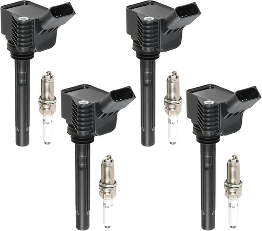 4PCS UF765 Ignition Coils and 95125 Iridium Spark Plugs Set