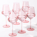 Pink Wine Glasses Set of 6 - Handblown 17oz Blush Glassware