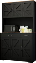 71 in Kitchen Pantry Storage Cabinet, Farmhouse Pantry with Microwave