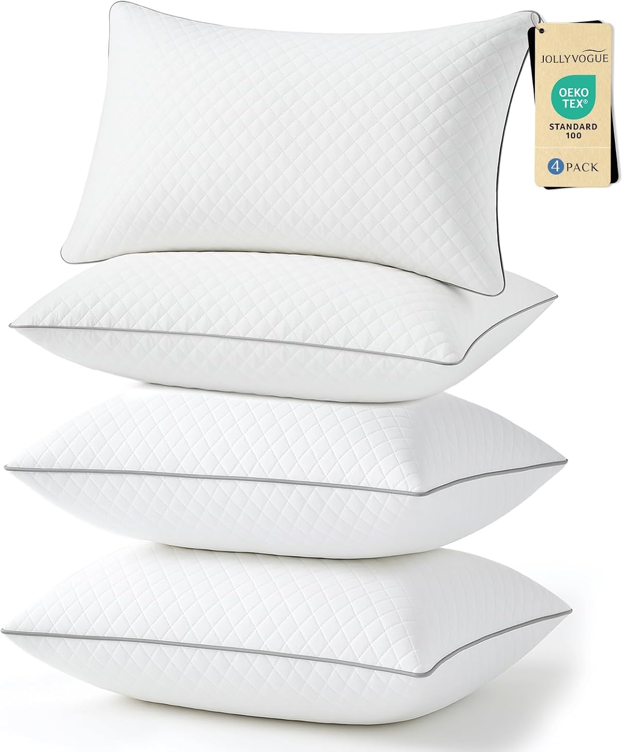 JOLLYVOGUE Queen Size Pillows Set of 4 for All Sleepers
