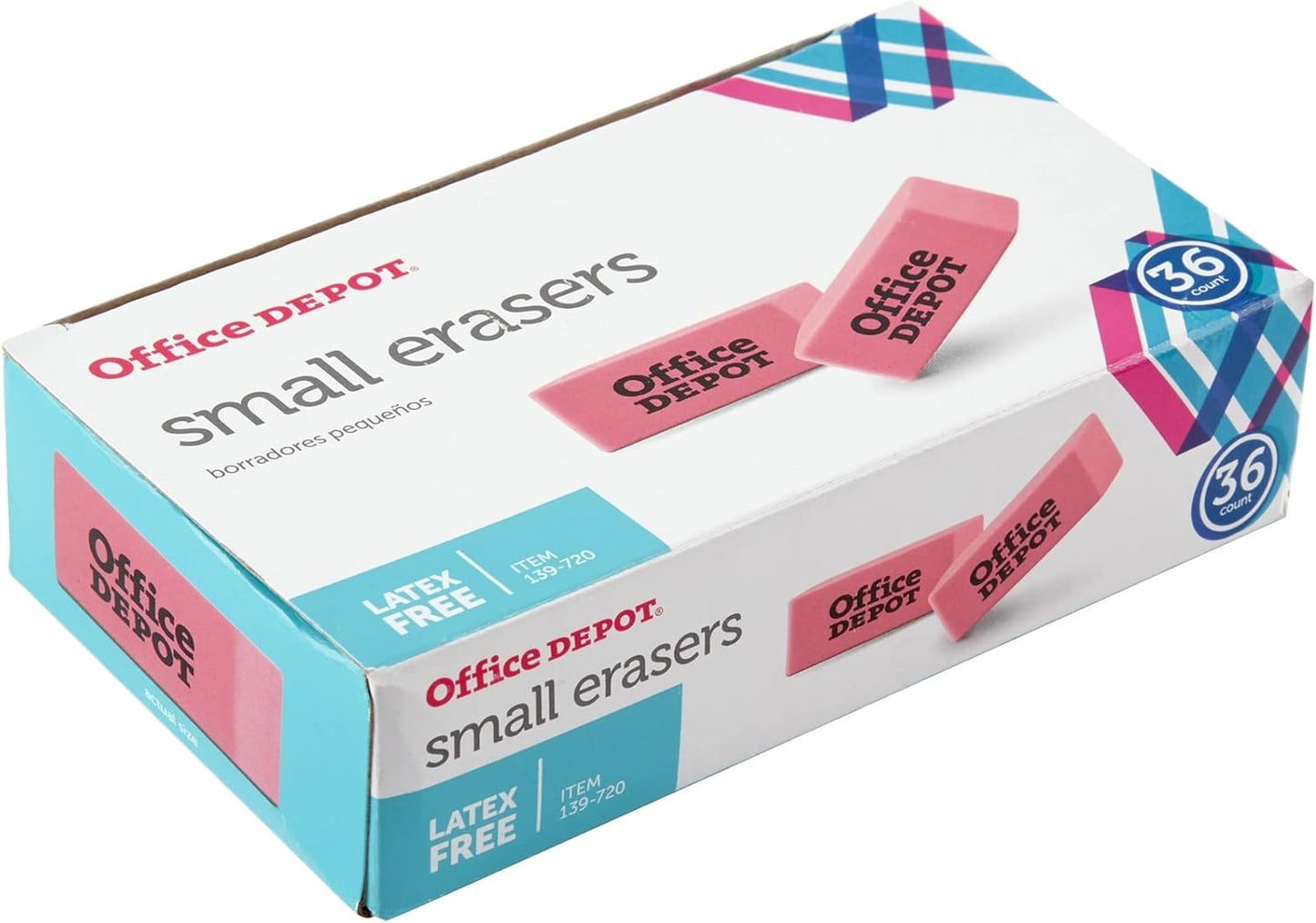 Office Depot Pink Bevel Erasers - Precision & 36 Pack