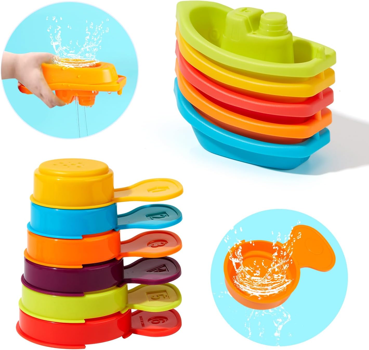 Stackable Boats & Spoons Set for Fun Baths!