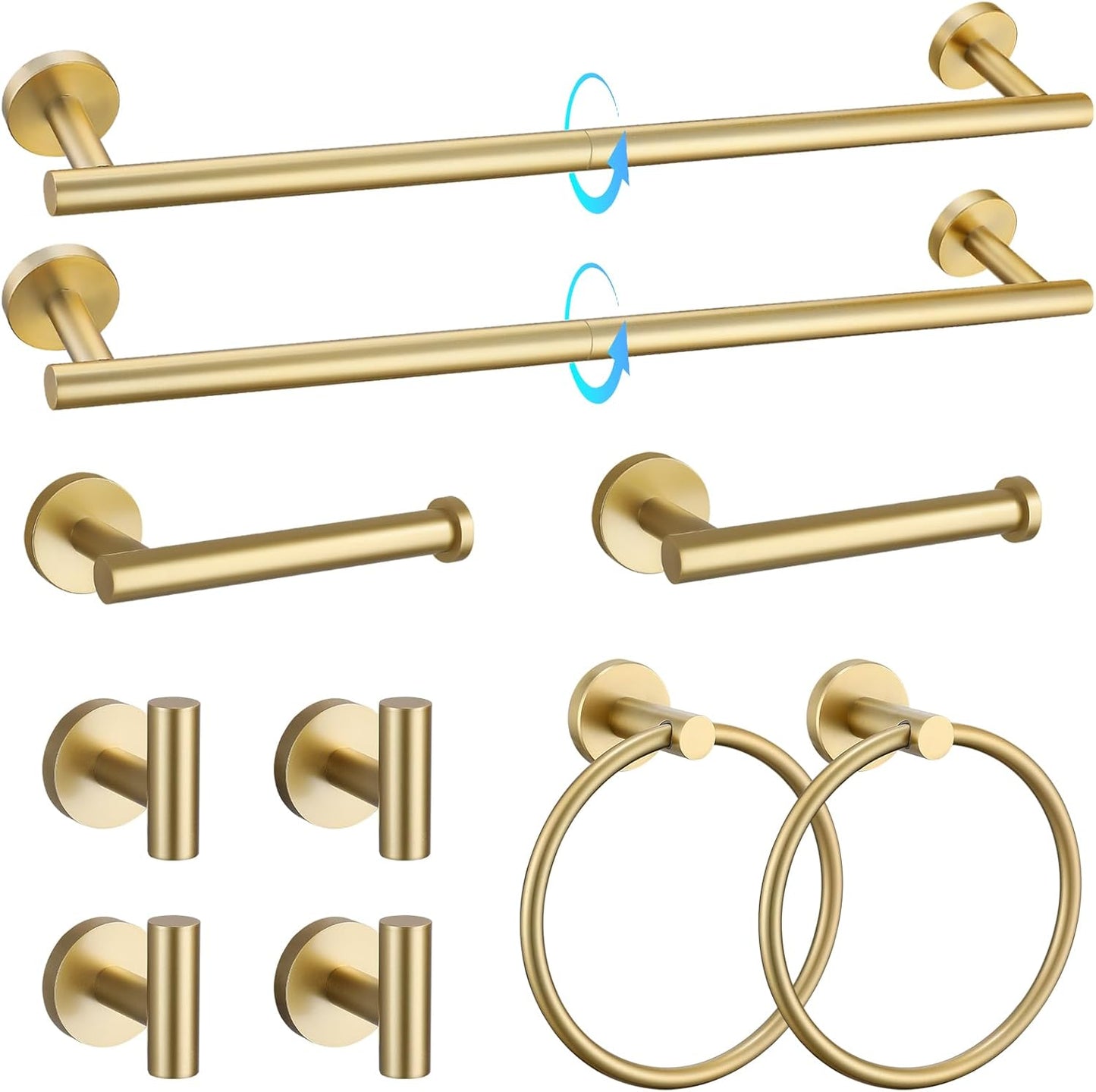 Premium 10-Piece Brushed Gold Bathroom Hardware Set for Style
