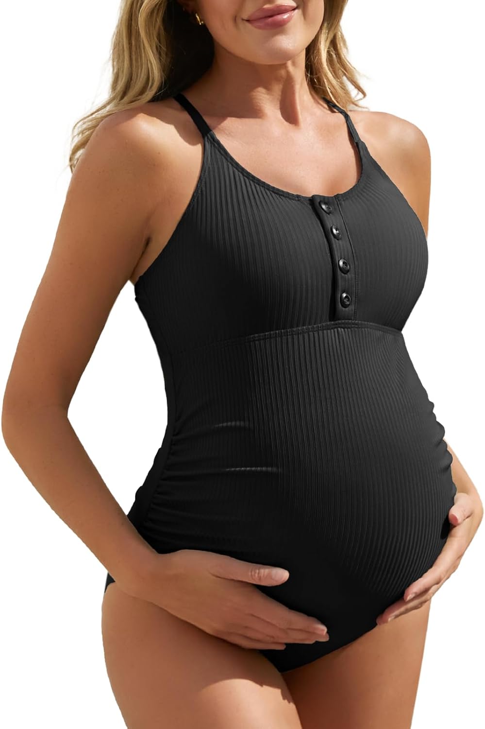 Summer Mae Maternity Swimsuit One Piece with Cross Back Design