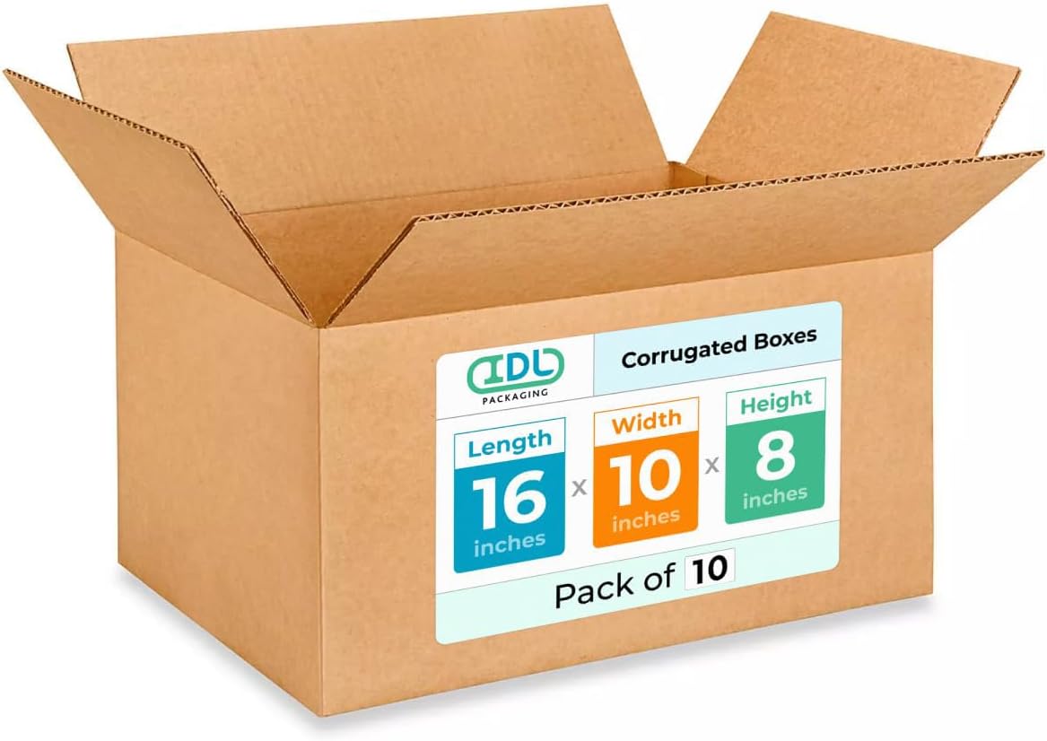 Medium Moving & Shipping Boxes 16x10x8 inches - Extra Strength