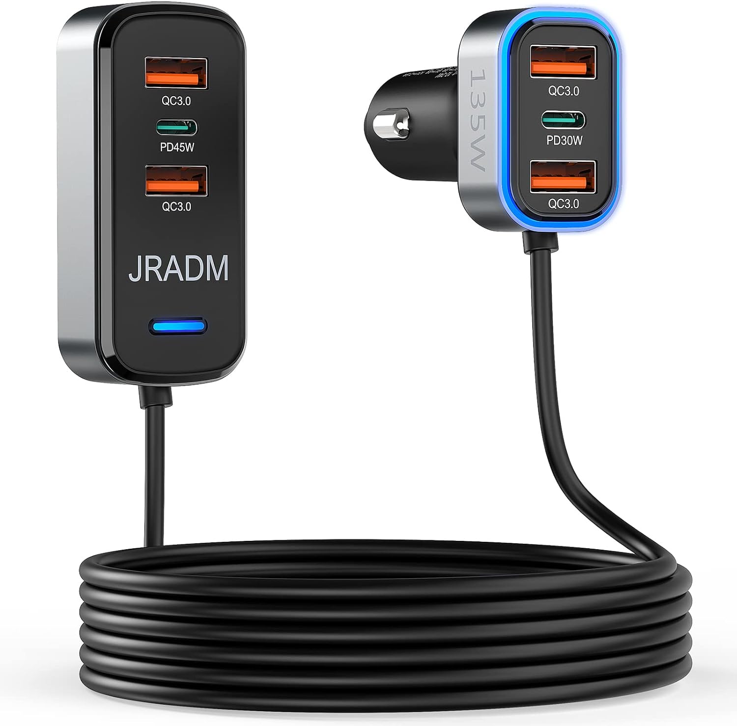 135W Fast Multi Port Car Charger - JRADM