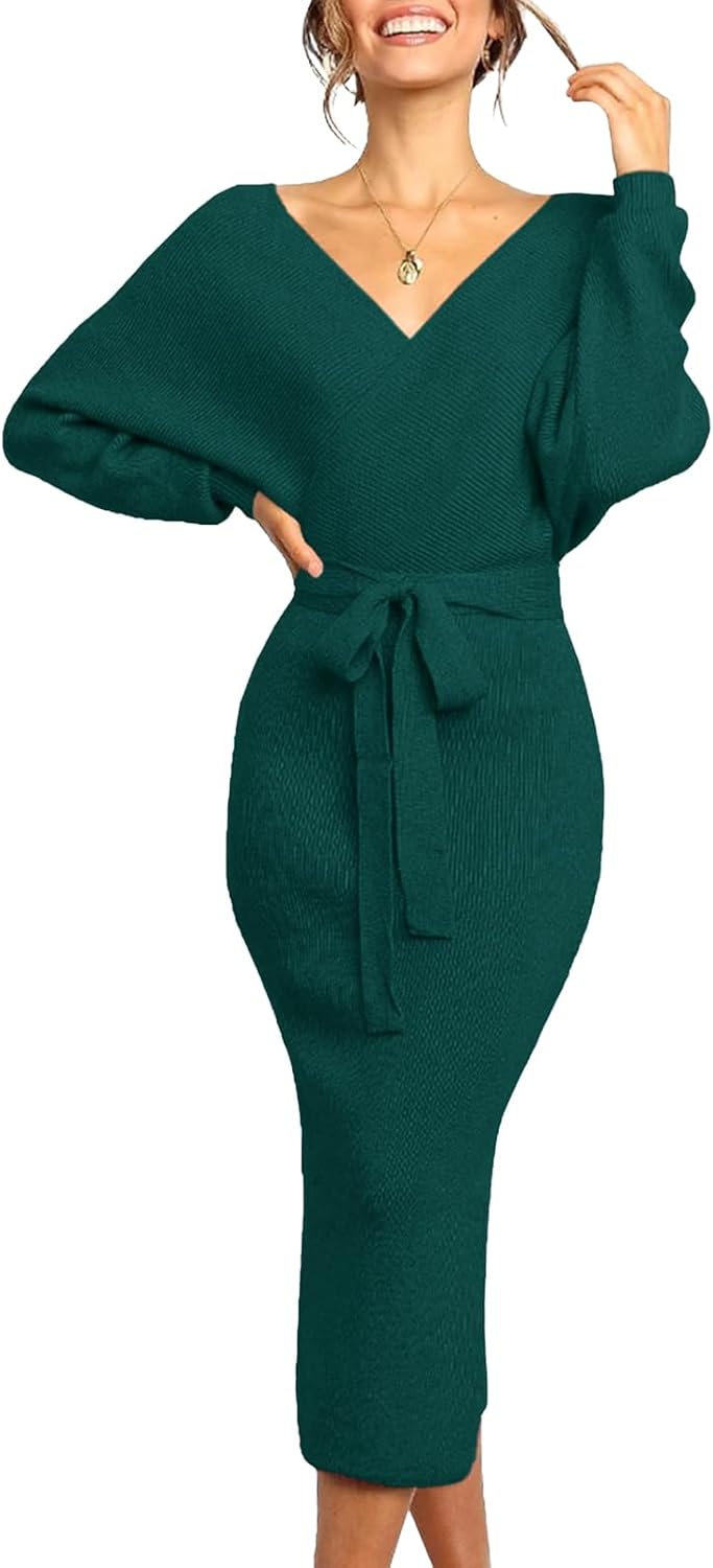 Chang Yun Women's Long Maxi Sweater Dress with Sexy Wrap Style