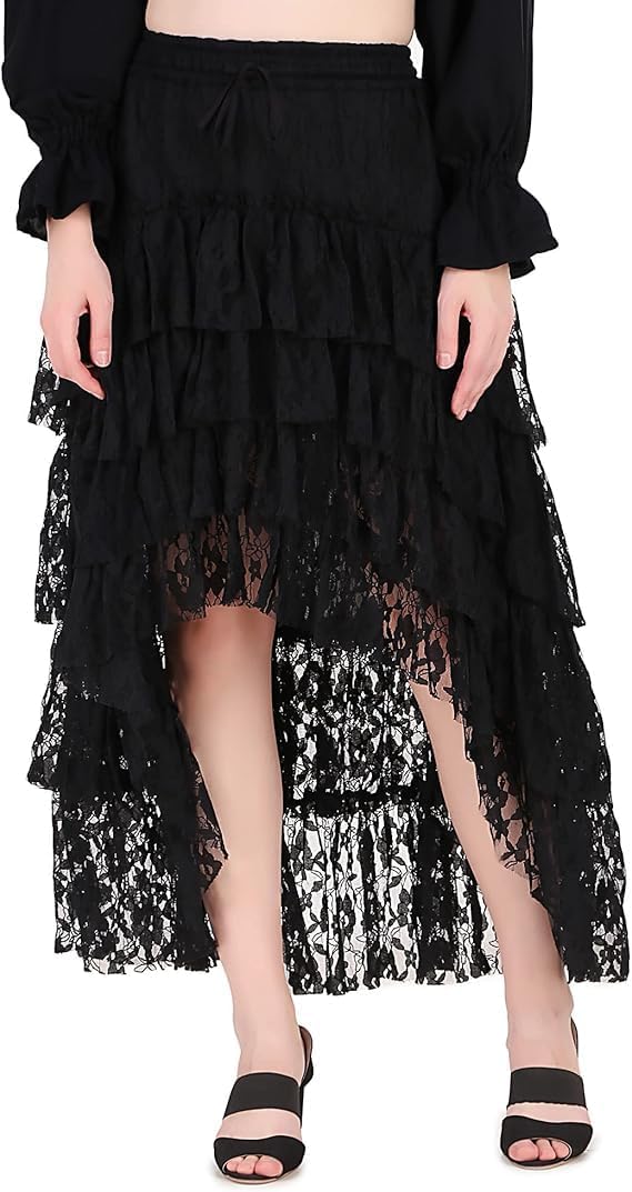 Steampunk Victorian Cosplay Costume High-Low Show Girl Skirt