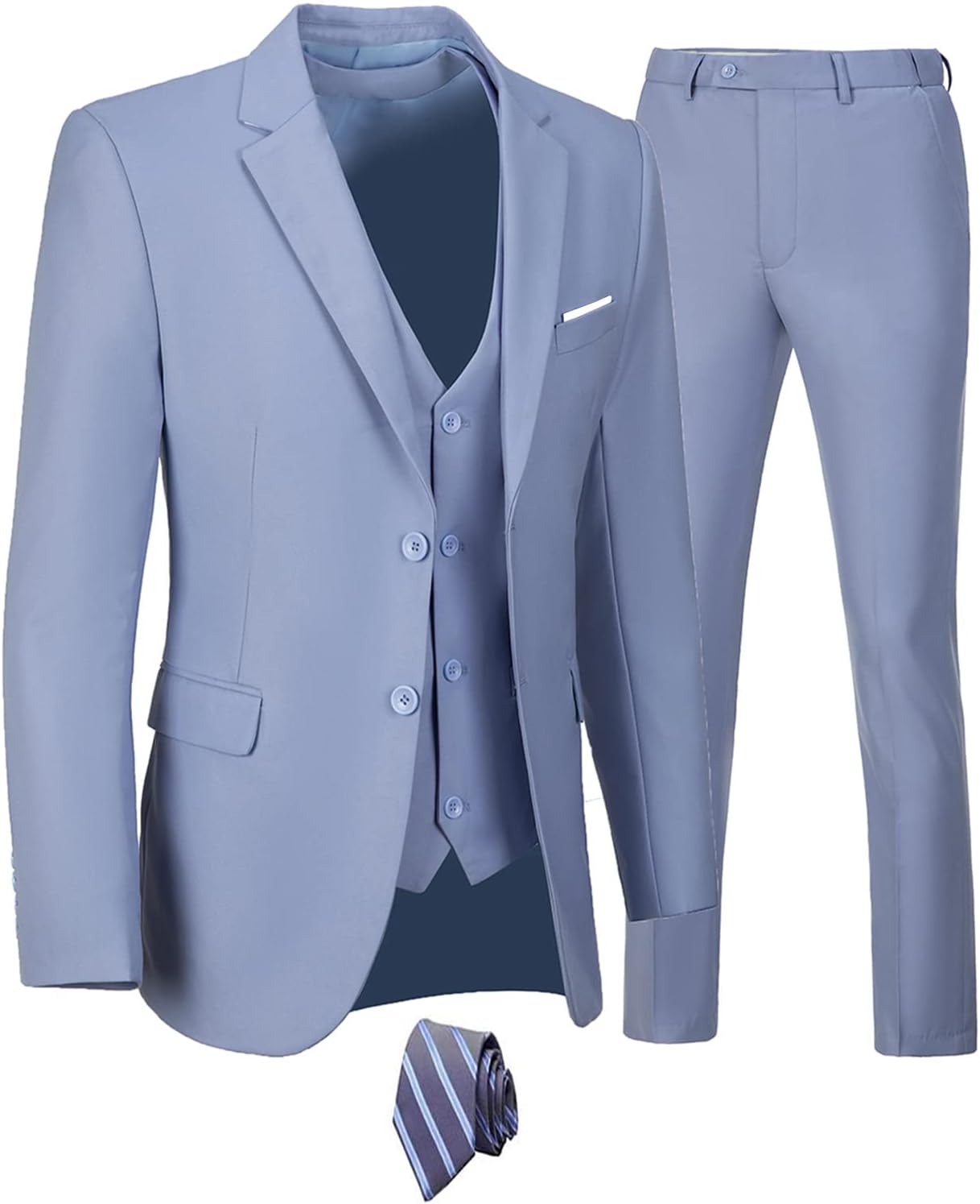 Furuyal Men's Slim Fit 3 Piece Suit Set for Weddings and Business