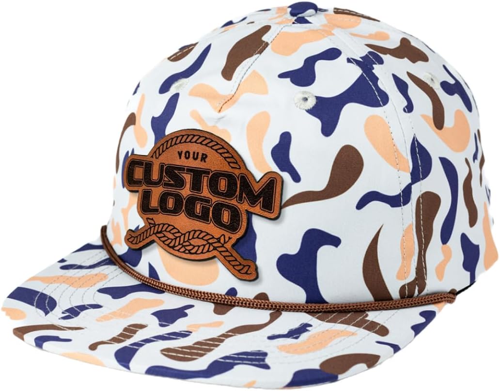 Custom Leather Patch 5 Panel Rope Hat for Stylish Comfort
