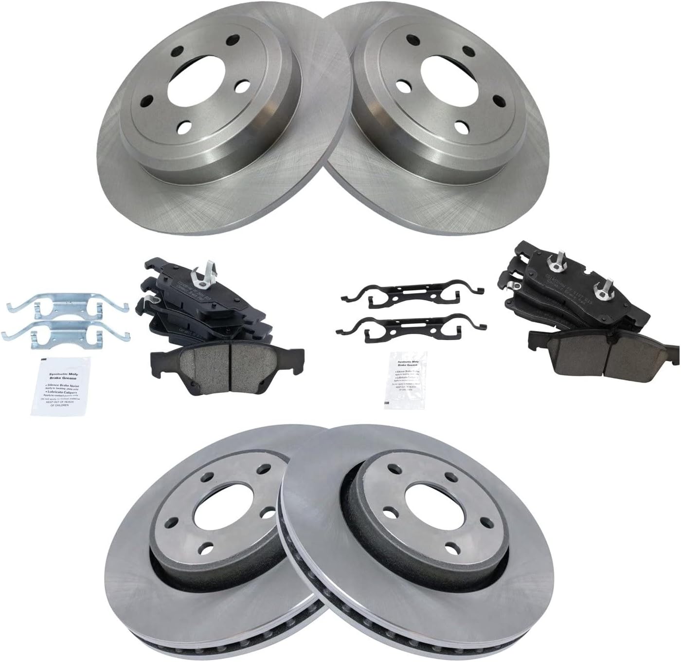 TRQ Front and Rear Brake Pad & Rotor Kit for Dodge Durango