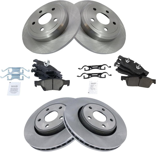 TRQ Front and Rear Brake Pad & Rotor Kit for Dodge Durango
