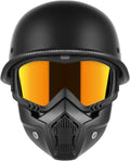 Motorcycle Half Helmets with Face Shield - DOT Retro Half Shell