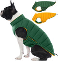 Reversible Puffer Dog Coat for Small Dogs - Green M