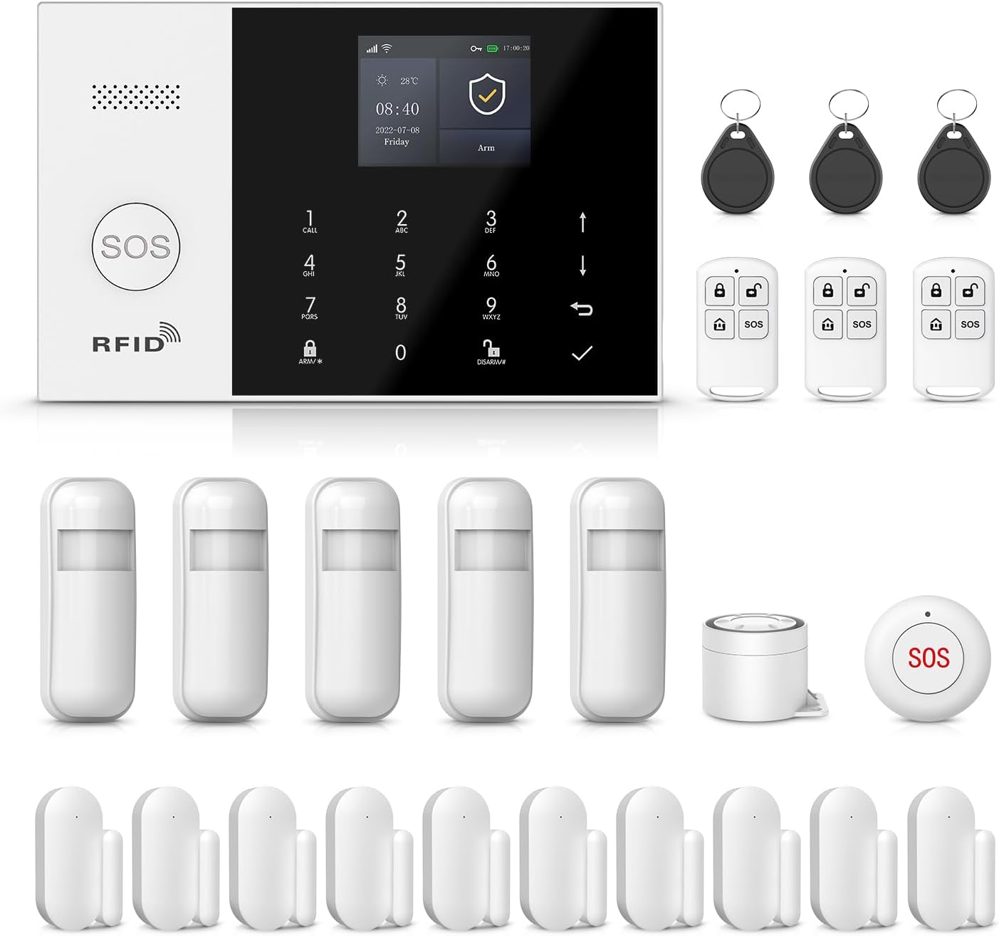 Home Security System with 4G Wireless Alarm and Sensors