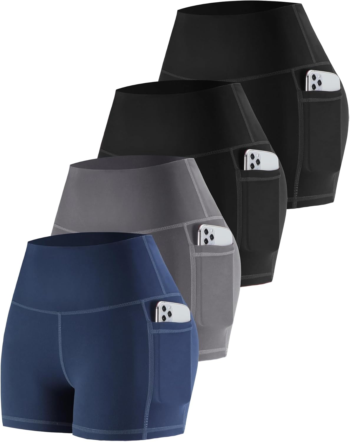 CHRLEISURE Womens Biker Yoga Shorts with Pockets for Comfort