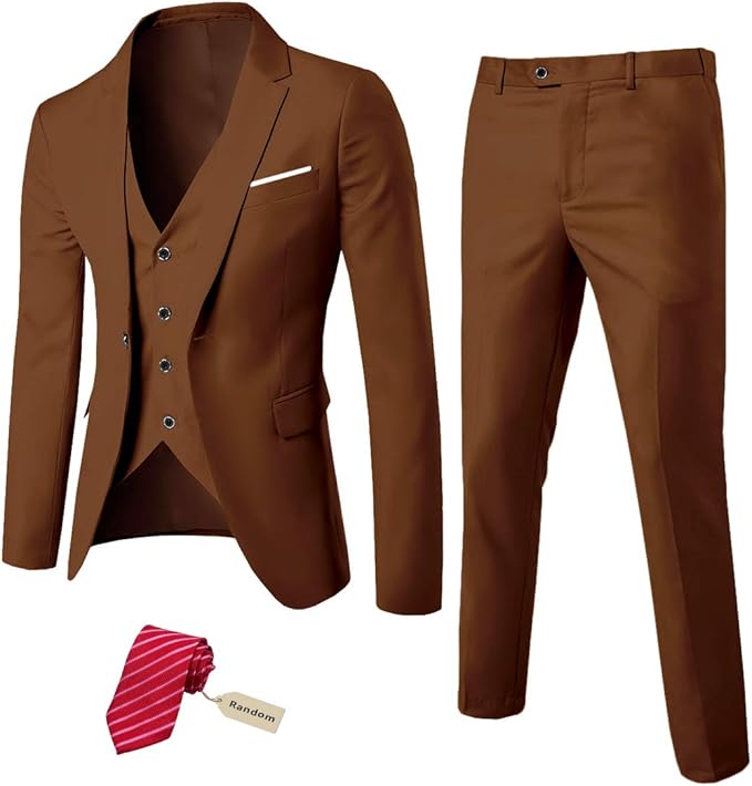MYS Men's 3 Piece Slim Fit Suit Set for Stylish Occasions