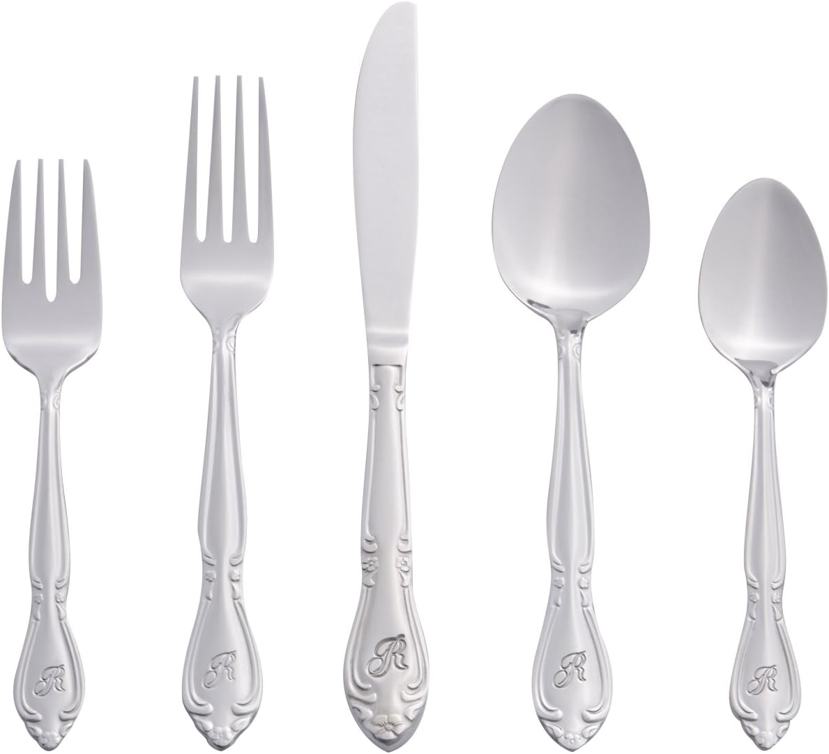 RiverRidge Monogrammed Flatware Set 46 Piece Silverware Set