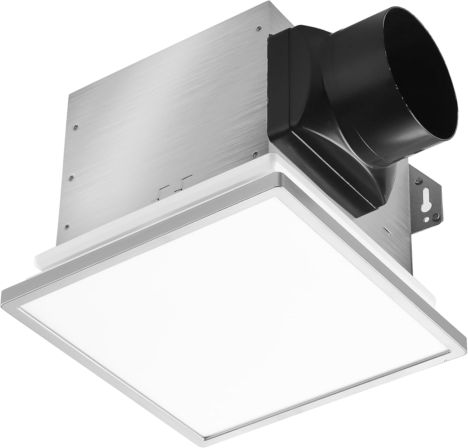 Tech Drive Modern Nickel Bathroom Exhaust Fan with Light Features