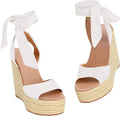 Womens Lace Up Espadrilles Platform Wedges Sandals - Comfortable