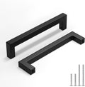 Black Cabinet Pulls 5-1/16 in Center to Center - Modern Square Pulls