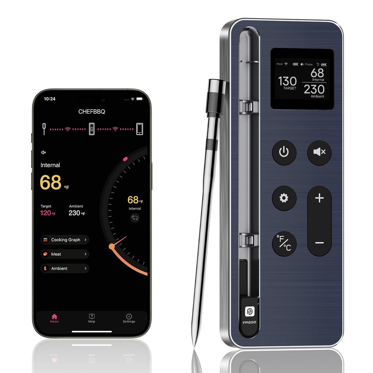 Paneceia Bluetooth Meat Thermometer: 800FT Range for Perfectly Cooked Meals