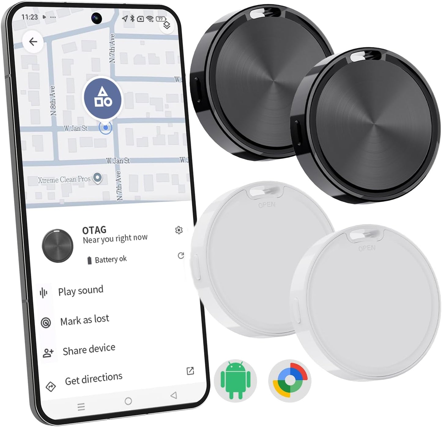 Air Tracker Tag for Android - 4 Pack Bluetooth Item Finder