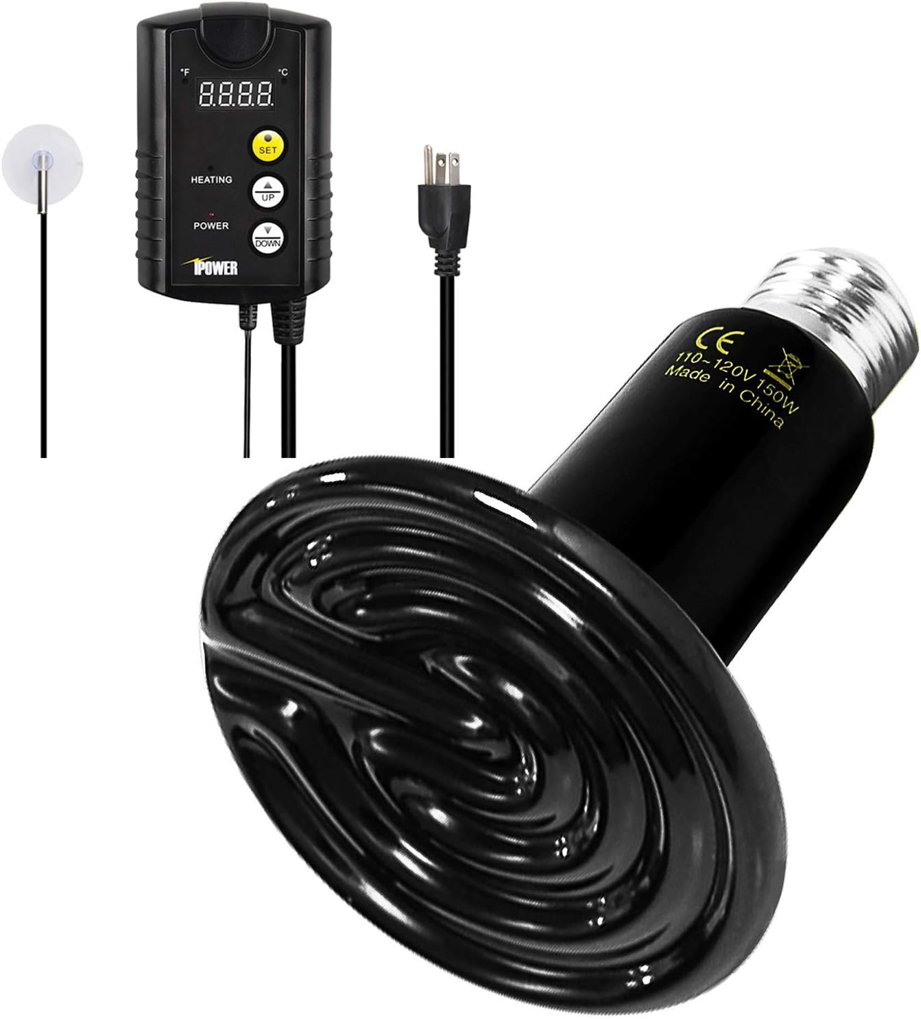 150W Reptile Heat Bulb with Digital Thermostat for Pets