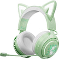 Cat Ear Headphones Gaming Headset (Wireless, Green) - Cute RGB Style