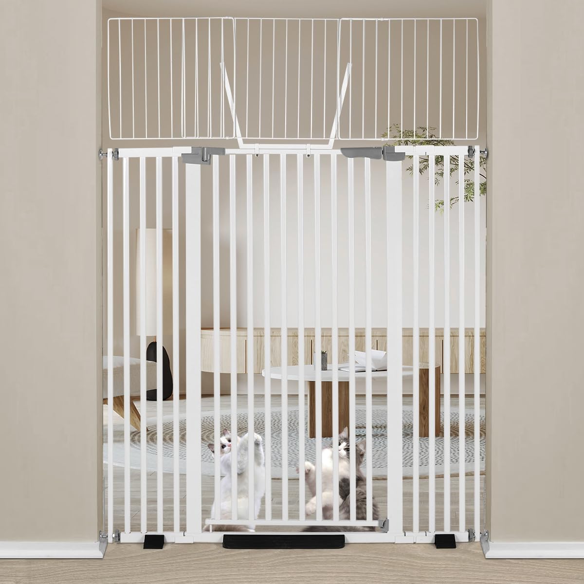 68 Inch Extra Tall Cat Gate with Extensions for Secure Pet Safety