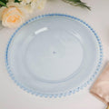 Acrylic Charger Plates 12-Pack 13in Dusty Blue with Beaded Rim