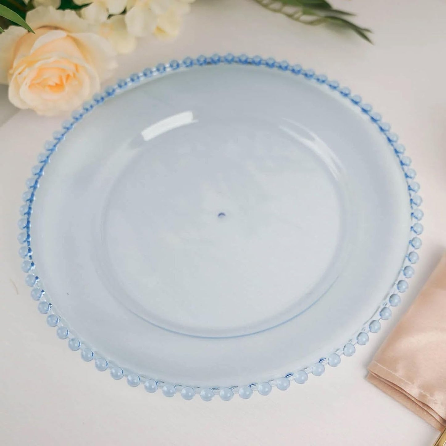 12-Pack Acrylic Charger Plates 13in Round Transparent Blue