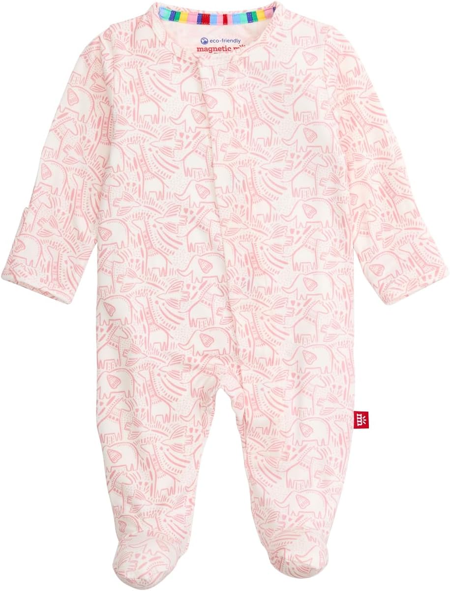 Magnetic Me Girls Modal Baby Footie Pajamas for Easy Dressing