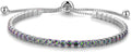 Sterling Silver Birthstone Tennis Bracelets for Women - Adjustable