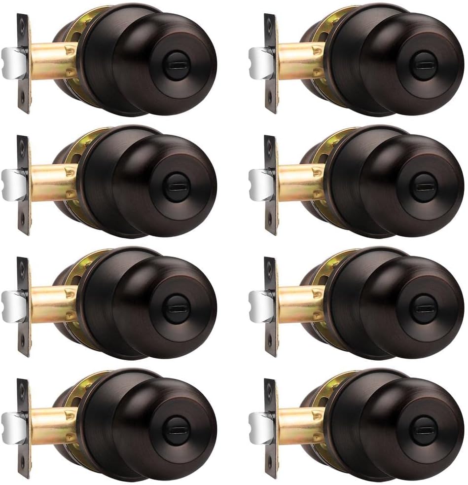 Probrico Door Knobs Interior Oil Rubbed Bronze Finish 8 Pack