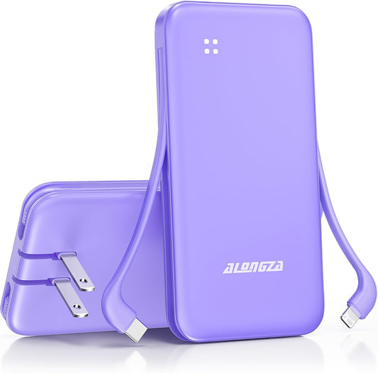 Alongza Portable Charger with Built-in Cables for Fast Charging